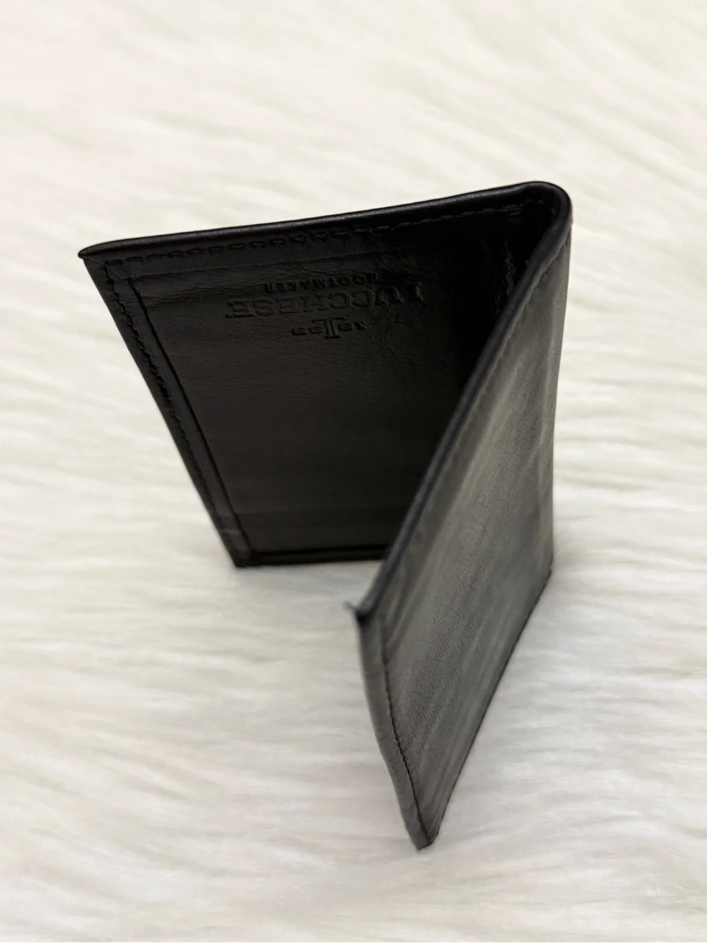 LUCCHESE - BLACK SOFT CALFSKIN LEATHER BIFOLD CARDHOLDER WALLET